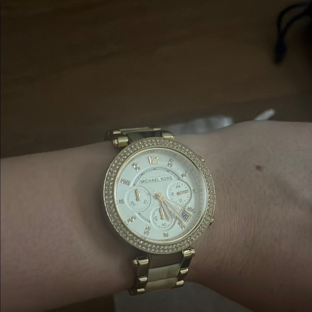 Michael Kors Gold-Tone Watch with Crystal Details